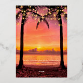 Uitnodiging voor Tropisch Beach Summer Sunset Wedd (Achterkant)