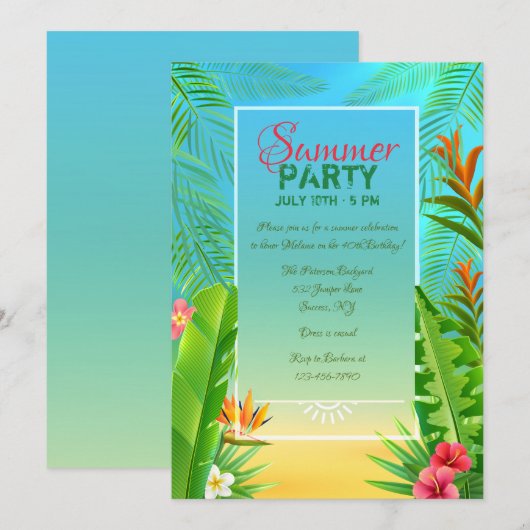 Uitnodiging voor tropisch Lijst (Voorkant / Achterkant)