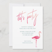 Uitnodiging voor Tropisch roze flamingo zomerpoolp (Voorkant)