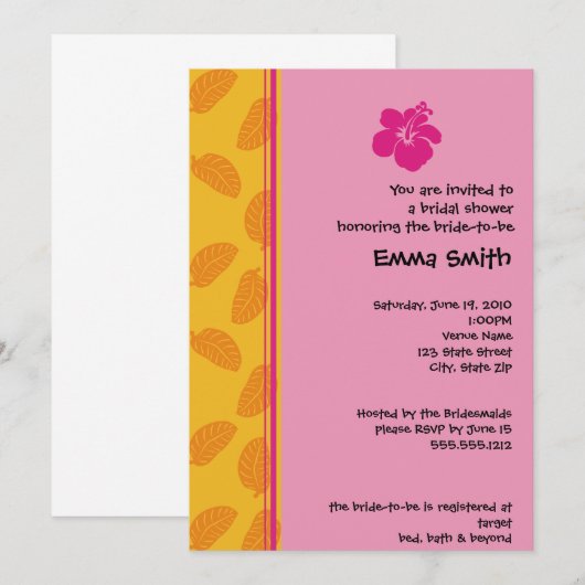 Uitnodiging voor tropisch thema (Voorkant / Achterkant)