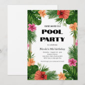 Uitnodiging voor tropisch zwembadfeest Nicole 9e v (Voorkant / Achterkant)