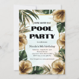 Uitnodiging voor tropisch zwembadfeest Nicole 9e v