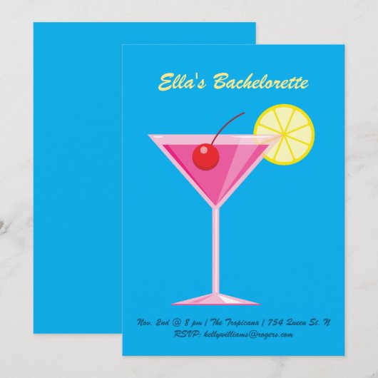 Uitnodiging voor Tropische Bachelorette (Voorkant / Achterkant)