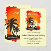 Uitnodiging voor Tropische Bayer Sunset Party (Voorkant / Achterkant)