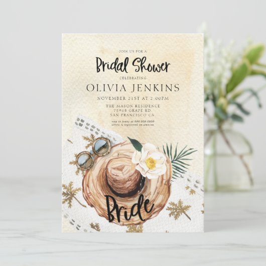 Uitnodiging voor Tropische Beach Bridal Shower (Staand voorkant)