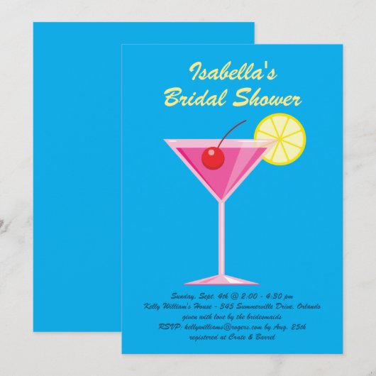 Uitnodiging voor Tropische Beach Bridal Shower (Voorkant / Achterkant)