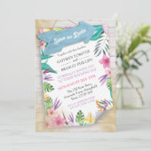 Uitnodiging voor Tropische Beach Wedding - sla de  (Staand voorkant)