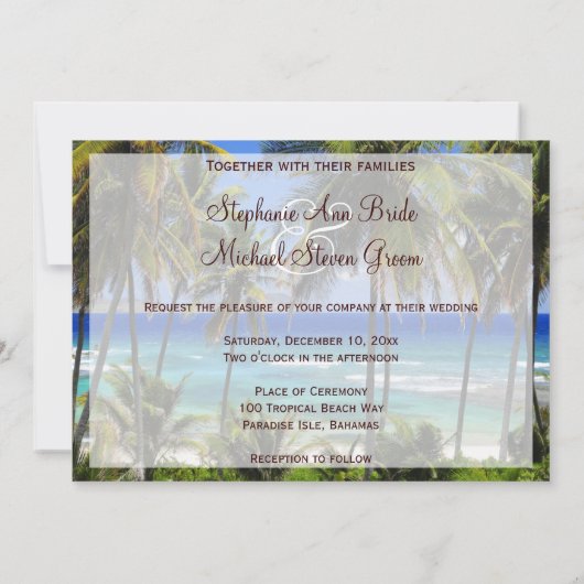 Uitnodiging voor Tropische Bestemmingsweddenschapp (Achterkant)