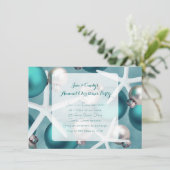 Uitnodiging voor Tropische Blauwgroen kerstfeestda (Staand voorkant)