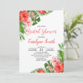 Uitnodiging voor Tropische Bridal Shower (Staand voorkant)