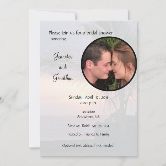 Uitnodiging voor Tropische Bridal Shower (Achterkant)