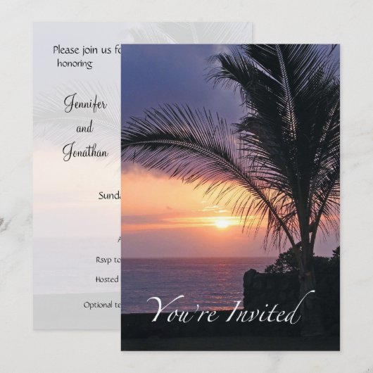 Uitnodiging voor Tropische Bridal Shower (Voorkant / Achterkant)