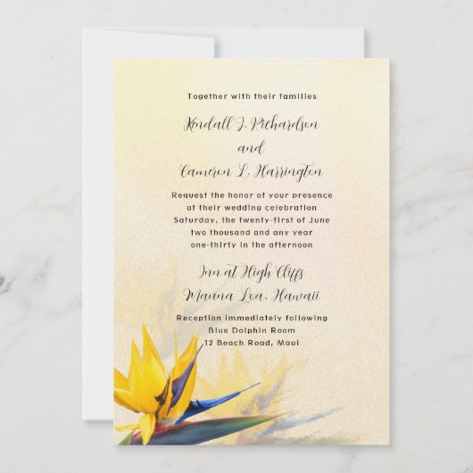 Uitnodiging voor Tropische bruiloft in het paradij (Voorkant)