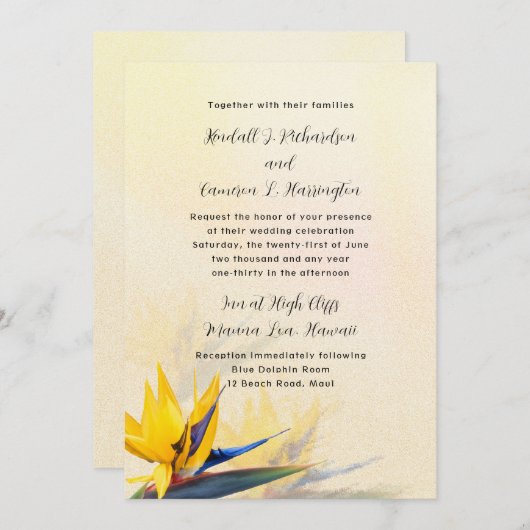 Uitnodiging voor Tropische bruiloft in het paradij (Voorkant / Achterkant)