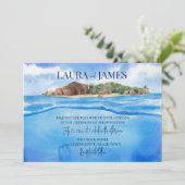 Uitnodiging voor tropische eilanden met strand (Staand voorkant)