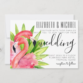 Uitnodiging voor Tropische Flamingos Wedding Moder