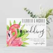 Uitnodiging voor Tropische Flamingos Wedding Moder (Staand voorkant)