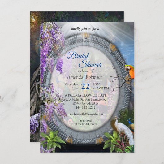 Uitnodiging voor tropische Flora Paradise Portal-l (Voorkant / Achterkant)