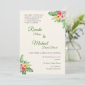 Uitnodiging voor Tropische Floral Wedding (Staand voorkant)