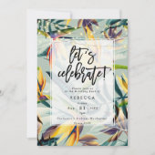 uitnodiging voor tropische florale palmverjaardags (Voorkant)