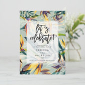 uitnodiging voor tropische florale palmverjaardags (Staand voorkant)