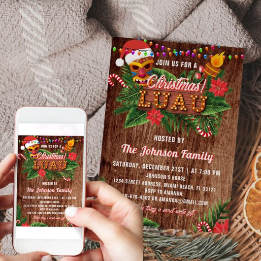 Uitnodiging voor Tropische Kerst Luau-partij