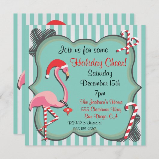 Uitnodiging voor tropische kerstfeestdagen met Fla (Voorkant / Achterkant)