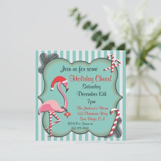 Uitnodiging voor tropische kerstfeestdagen met Fla (Staand voorkant)