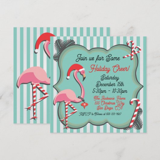 Uitnodiging voor tropische kerstfeestdagen met Fla (Voorkant / Achterkant)