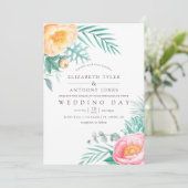 Uitnodiging voor Tropische Munt Floral Summer Wedd (Staand voorkant)