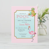 Uitnodiging voor Tropische pooside Bridal-douche (Staand voorkant)