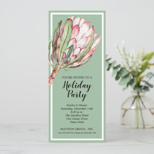 Uitnodiging voor Tropische Protea Holiday met kers (Staand voorkant)