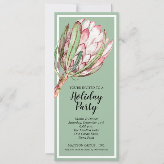 Uitnodiging voor Tropische Protea Holiday met kers (Voorkant)