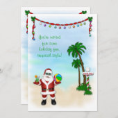 Uitnodiging voor Tropische Santa Holiday (Voorkant / Achterkant)