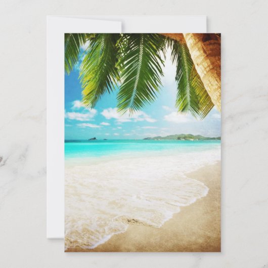 Uitnodiging voor tropische strandbruiloft (Achterkant)