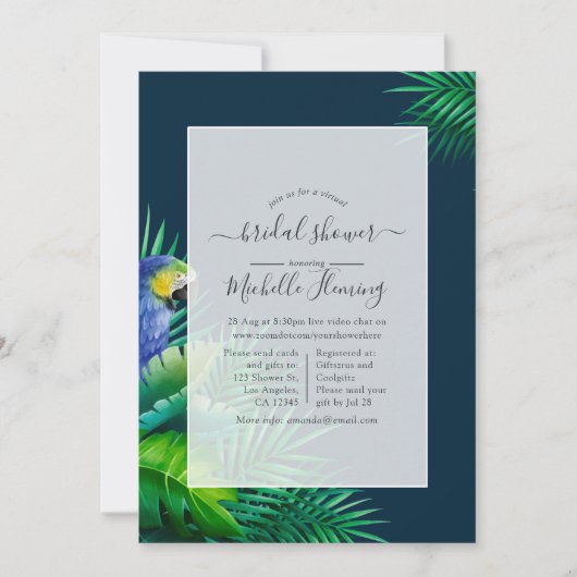 Uitnodiging voor Tropische virtuele Shower (Voorkant)