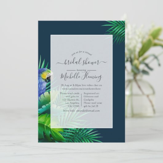 Uitnodiging voor Tropische virtuele Shower (Staand voorkant)