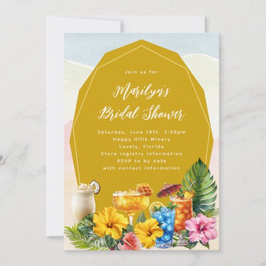 Uitnodiging voor tropische Vrijgezellenfeest cockt (Voorkant)