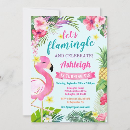 Uitnodiging voor tropische zomer 6e verjaardag (Voorkant)