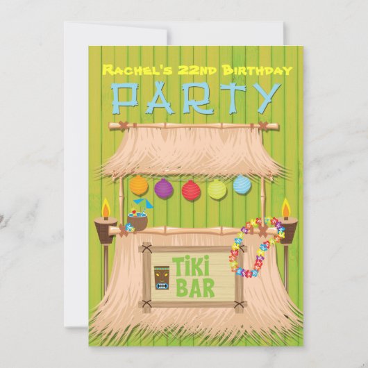 Uitnodiging voor Tropische Zomer Tiki Hawaiian (Voorkant)