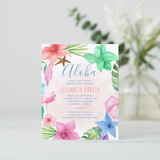 Uitnodiging voor Tropische zomerbudgetfeestdag (Staand voorkant)