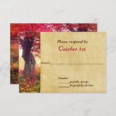 Uitnodiging voor trouwdag met herfstbladeren RSVP (Voorkant / Achterkant)