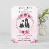 Uitnodiging voor trouwdag Tuxedo-kat en kitten (Staand voorkant)