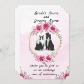 Uitnodiging voor trouwdag Tuxedo-kat en kitten (Voorkant / Achterkant)