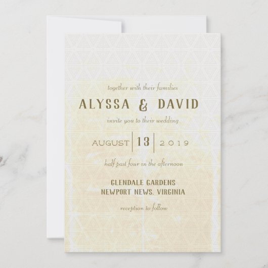 Uitnodiging voor trouwerij met wit driehoek en ivo (Voorkant)