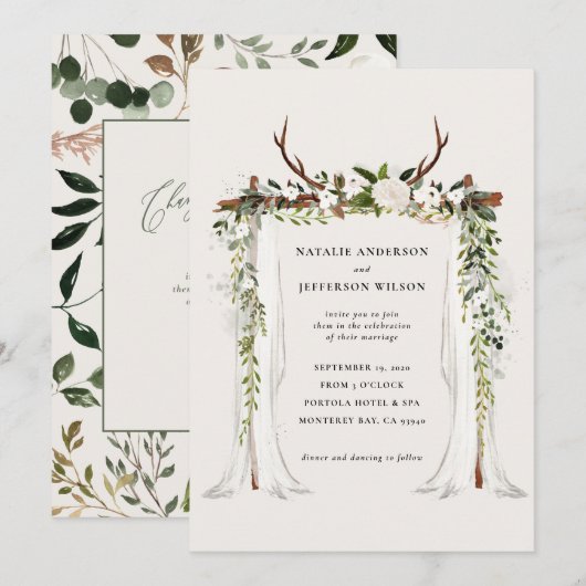 Uitnodiging voor trouwerij voor gebladerte (Voorkant / Achterkant)