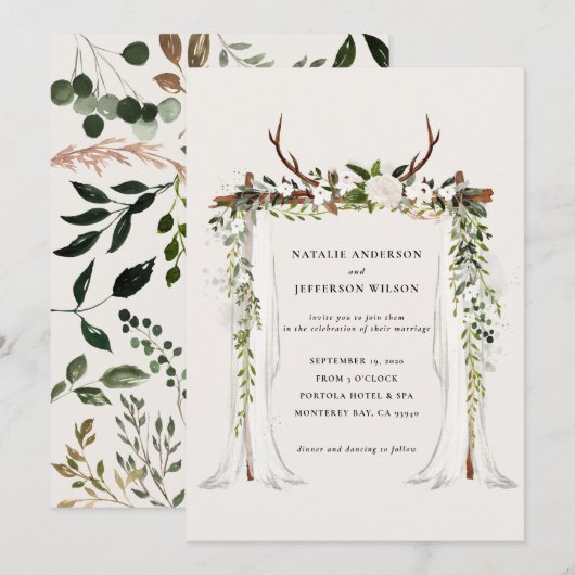 Uitnodiging voor trouwerij voor gebladerte (Voorkant / Achterkant)