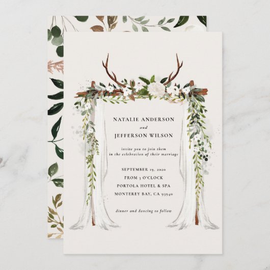 Uitnodiging voor trouwerij voor gebladerte (Voorkant / Achterkant)