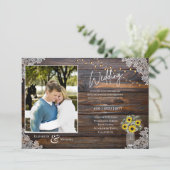 Uitnodiging voor trouwfeest met foto sjabloon van  (Staand voorkant)