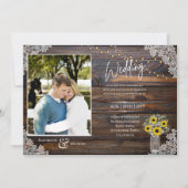 Uitnodiging voor trouwfeest met foto van zonnebloe (Voorkant)